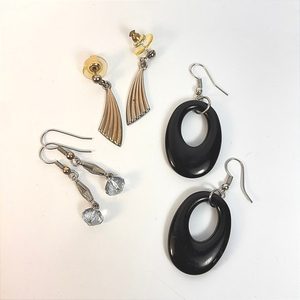 Vintage Earring Lot Black Goldโ Silver Boho Goth Piratecore 3 Pairs